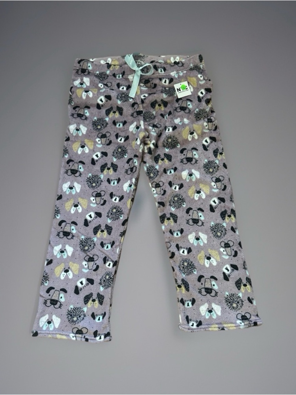 Plush Fleece Dog Print Pajama Lounge Pants in Lavender and Black Sz 1X NWT